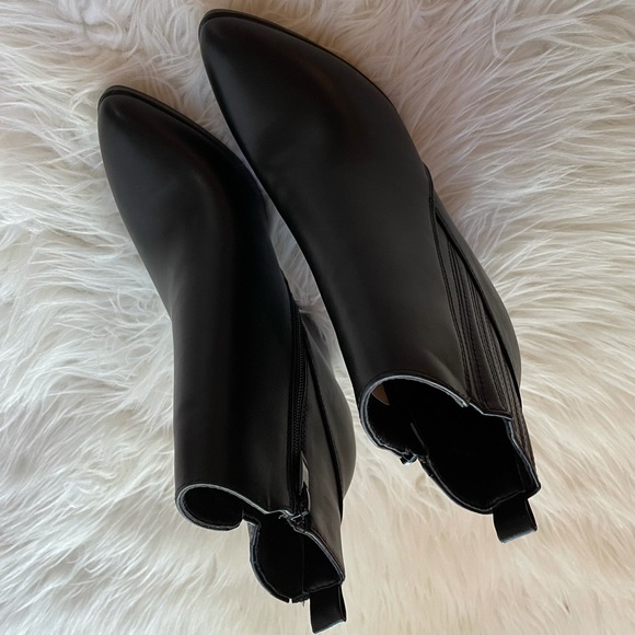 Black Faux Leather Ankle Booties - Picture 9 of 16
